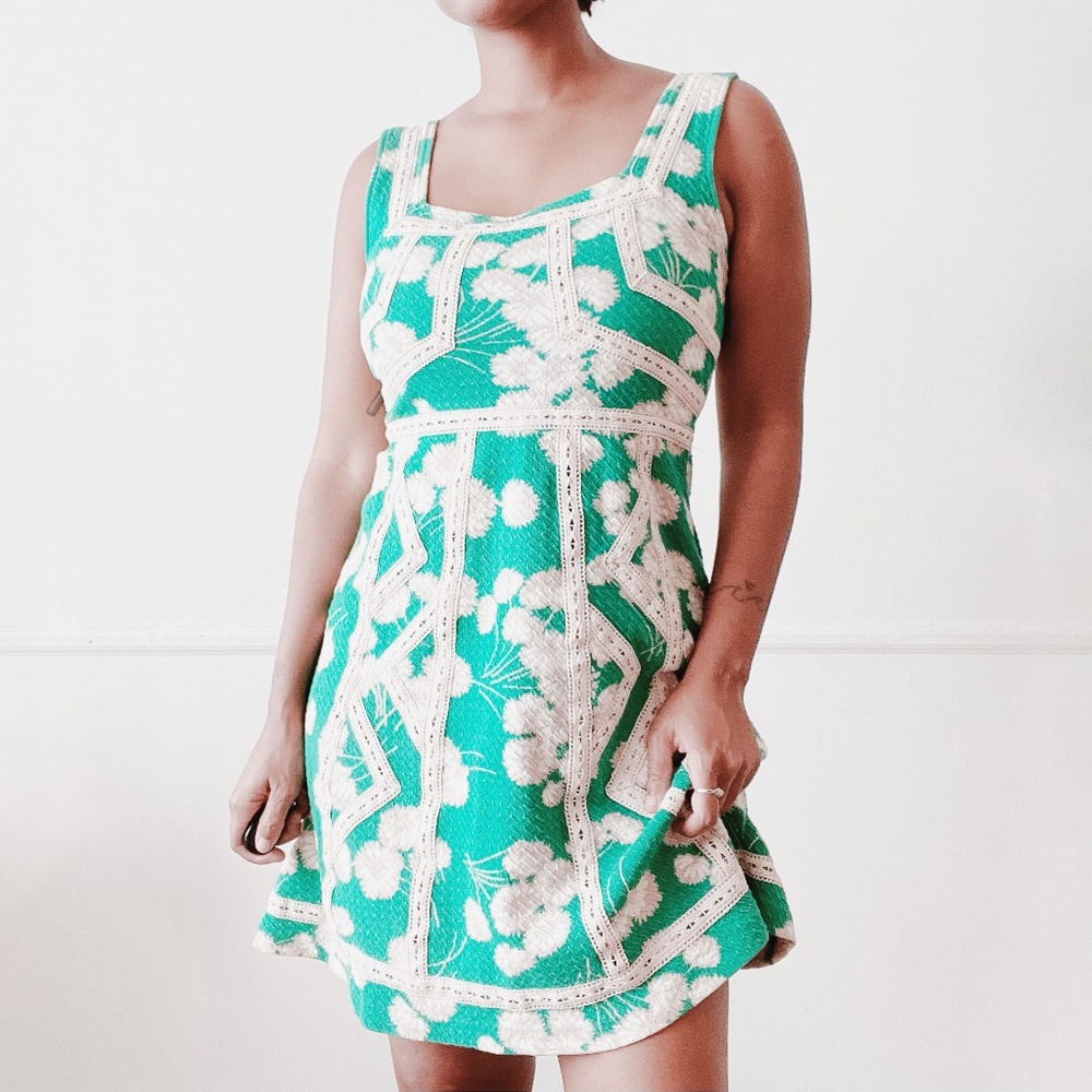 Maeve Green and White Sleeveless Sundress